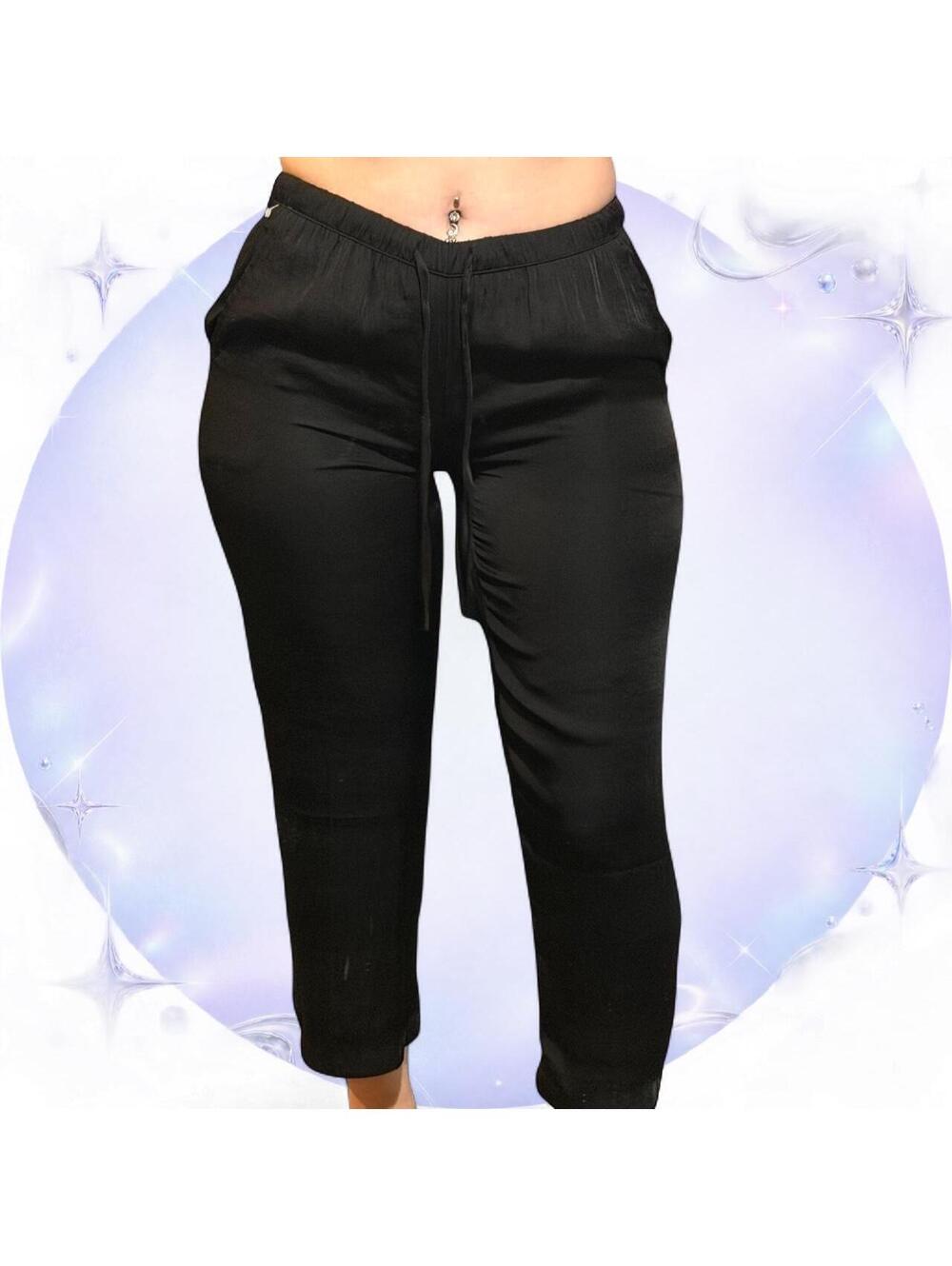 Van Winkle & Co Black Satin Jogger Pants Small NWT Cropped Ankle Capris